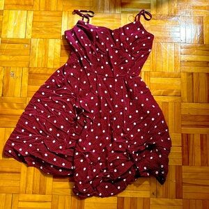 Burgundy polka dot dress